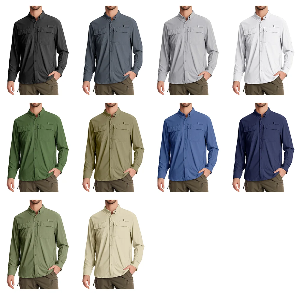 TACVASEN UPF 50+ Sun Protection Fishing Shirts Men's Quick Dry Long Sleeve Shirts Mesh Breathable Hiking Work Cargo Shirts TACVASEN UPF 50+ Sun Protection Fishing Shirts Men's Quick Dry Long Sleeve Shirts Mesh Breathable Hiking Work Cargo Shirts