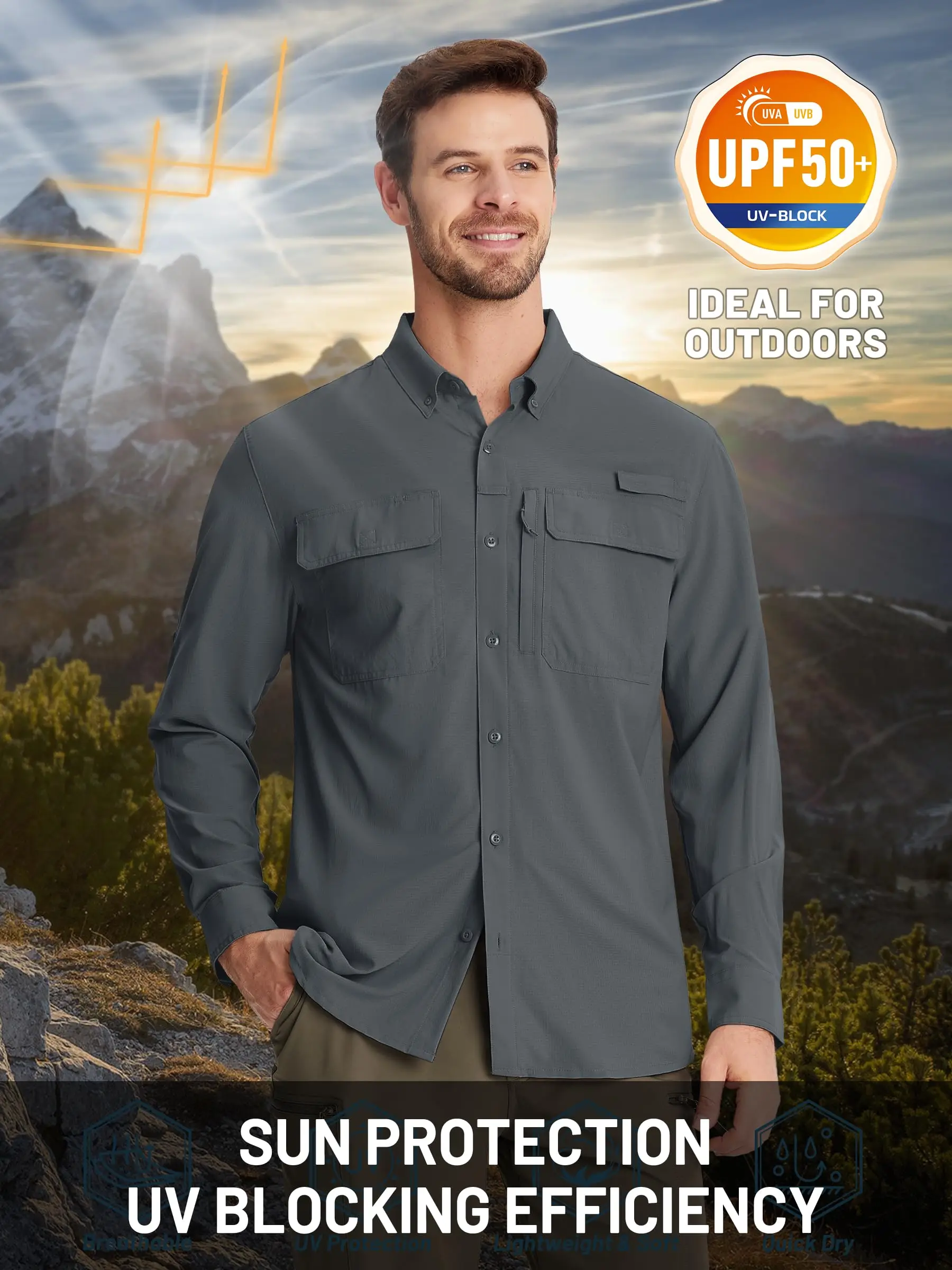 TACVASEN UPF 50+ Sun Protection Fishing Shirts Men's Quick Dry Long Sleeve Shirts Mesh Breathable Hiking Work Cargo Shirts TACVASEN UPF 50+ Sun Protection Fishing Shirts Men's Quick Dry Long Sleeve Shirts Mesh Breathable Hiking Work Cargo Shirts