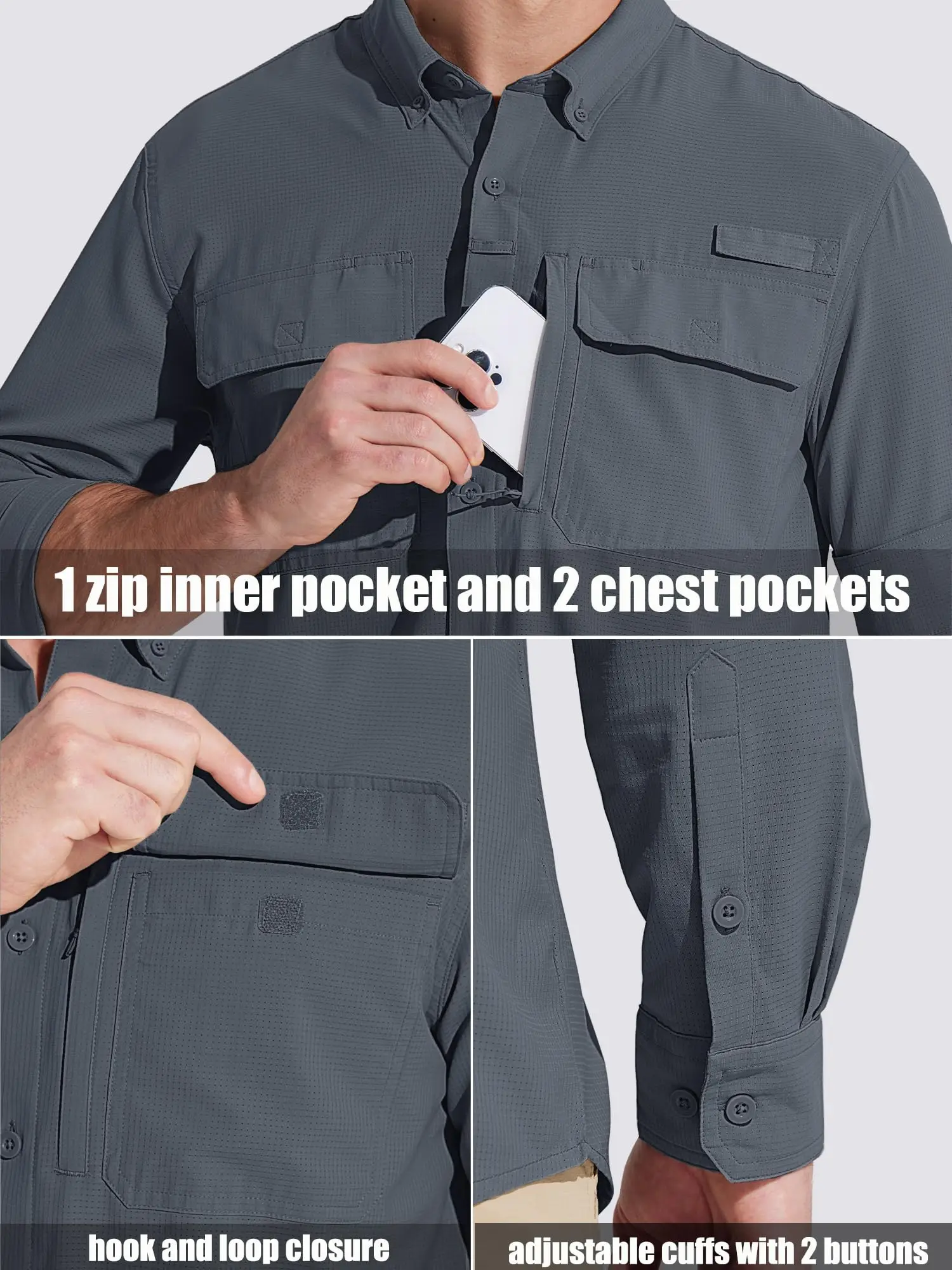 TACVASEN UPF 50+ Sun Protection Fishing Shirts Men's Quick Dry Long Sleeve Shirts Mesh Breathable Hiking Work Cargo Shirts TACVASEN UPF 50+ Sun Protection Fishing Shirts Men's Quick Dry Long Sleeve Shirts Mesh Breathable Hiking Work Cargo Shirts