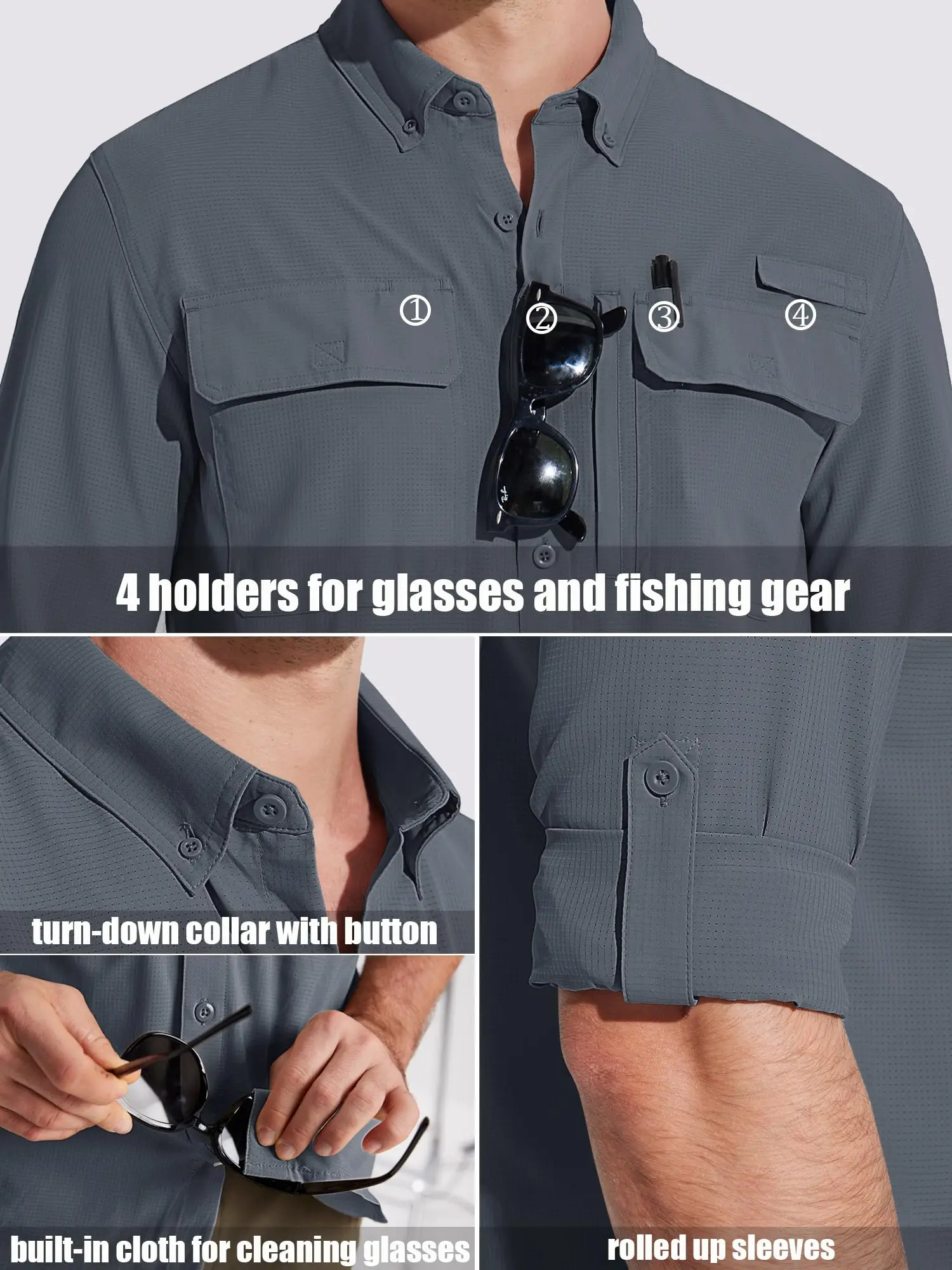 TACVASEN UPF 50+ Sun Protection Fishing Shirts Men's Quick Dry Long Sleeve Shirts Mesh Breathable Hiking Work Cargo Shirts TACVASEN UPF 50+ Sun Protection Fishing Shirts Men's Quick Dry Long Sleeve Shirts Mesh Breathable Hiking Work Cargo Shirts