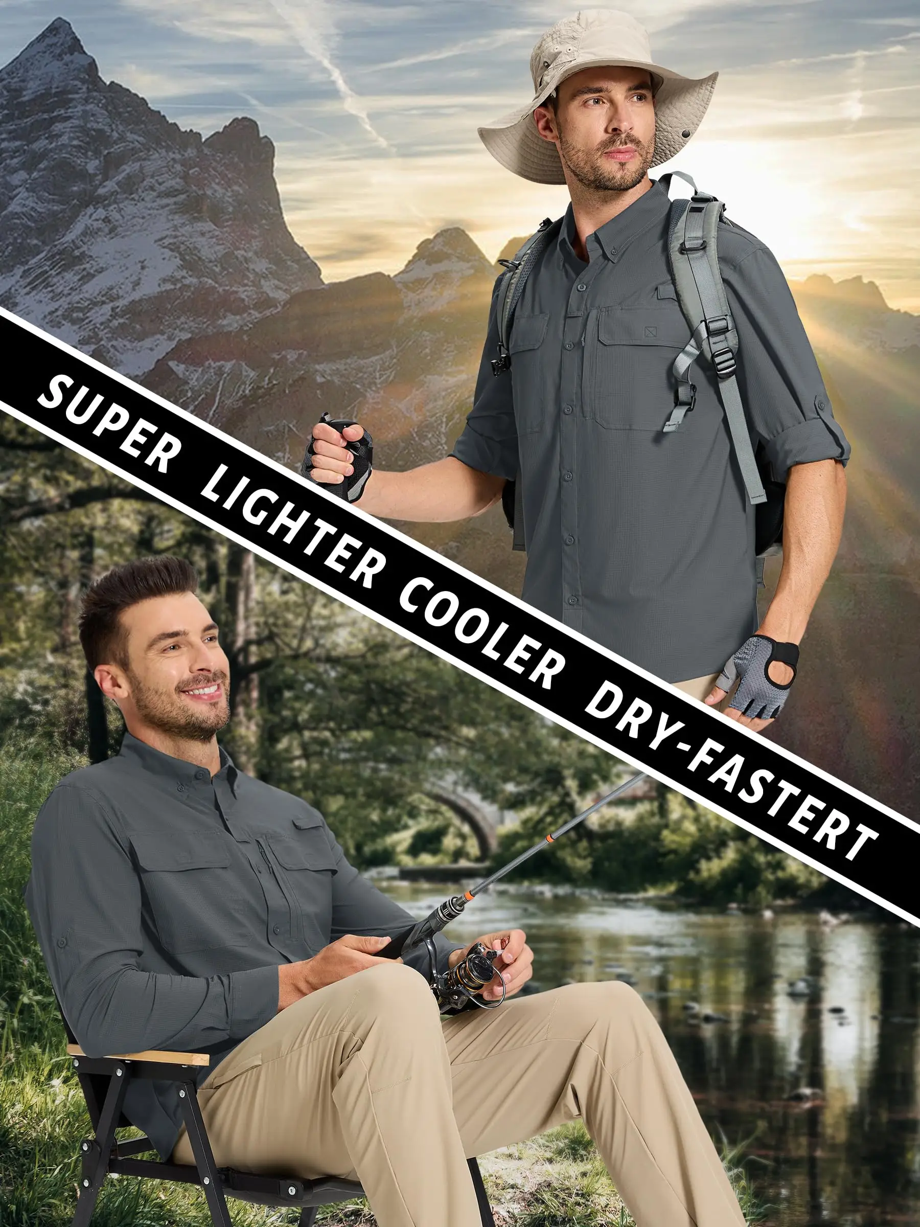 TACVASEN UPF 50+ Sun Protection Fishing Shirts Men's Quick Dry Long Sleeve Shirts Mesh Breathable Hiking Work Cargo Shirts TACVASEN UPF 50+ Sun Protection Fishing Shirts Men's Quick Dry Long Sleeve Shirts Mesh Breathable Hiking Work Cargo Shirts