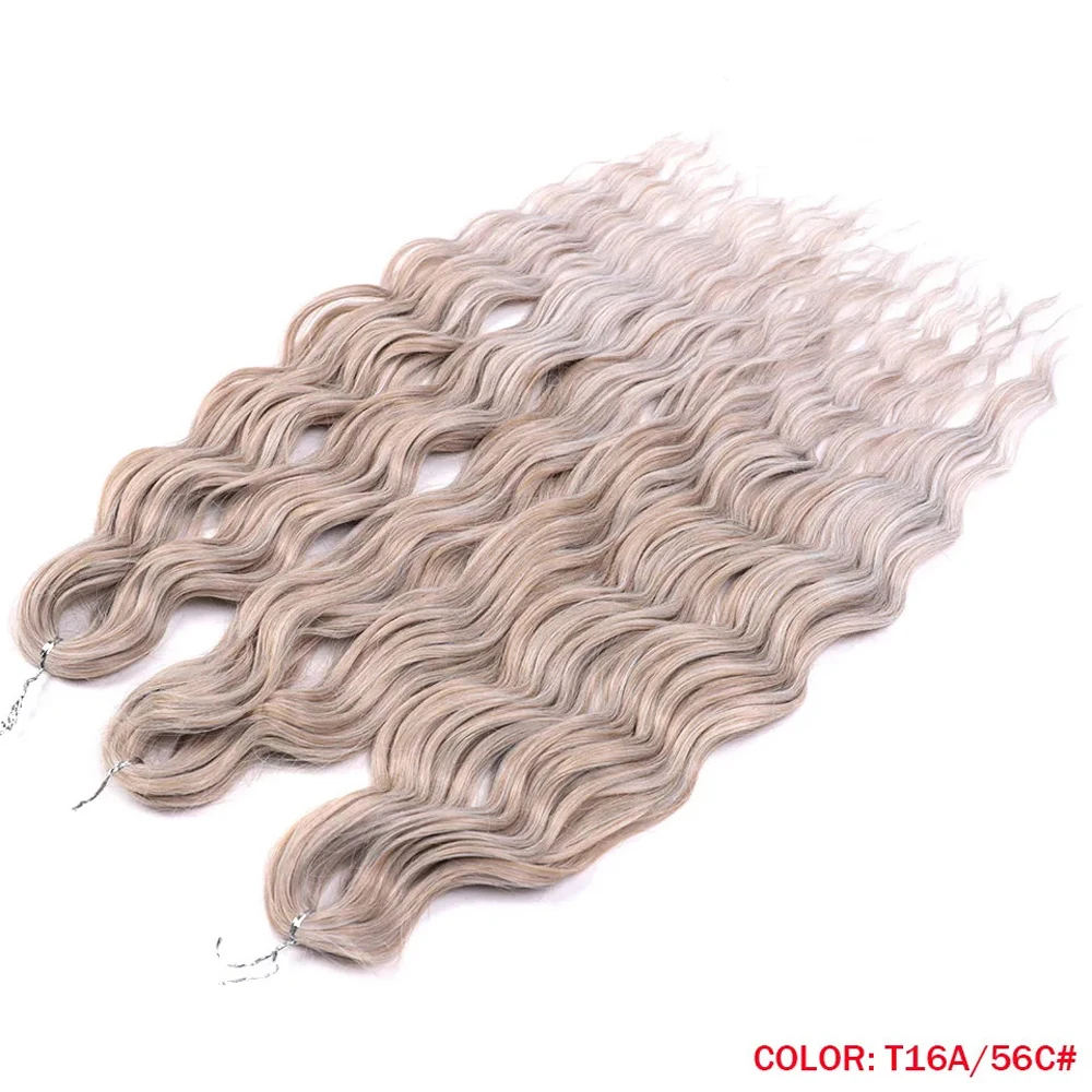 Synthetic Anna Hair Loose Deep Wave Braiding Hair Extensions 24 Inch Water Wave Braid Hair Ombre Blonde Twist Crochet Curly Hair Synthetic Anna Hair Loose Deep Wave Braiding Hair Extensions 24 Inch Water Wave Braid Hair Ombre Blonde Twist Crochet Curly Hair