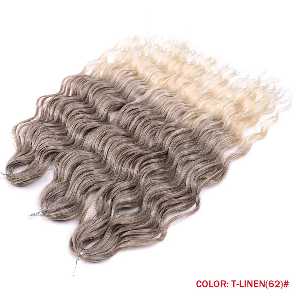 Synthetic Anna Hair Loose Deep Wave Braiding Hair Extensions 24 Inch Water Wave Braid Hair Ombre Blonde Twist Crochet Curly Hair Synthetic Anna Hair Loose Deep Wave Braiding Hair Extensions 24 Inch Water Wave Braid Hair Ombre Blonde Twist Crochet Curly Hair
