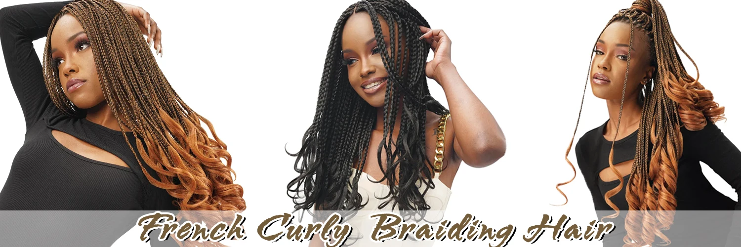 French Curly Crochet Braiding Hair Synthetic Loose Wave Ombre Braids Hair for Women  Spiral Curls Pre Stretched Hair Extensions