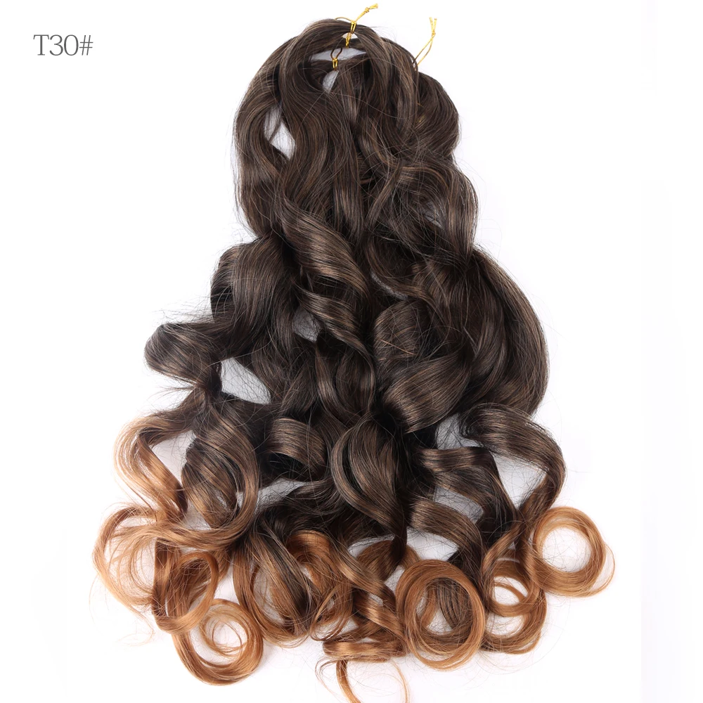French Curly Crochet Braiding Hair Synthetic Loose Wave Ombre Braids Hair for Women  Spiral Curls Pre Stretched Hair Extensions