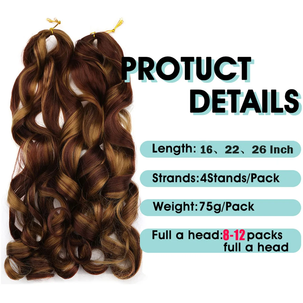 French Curly Crochet Braiding Hair Synthetic Loose Wave Ombre Braids Hair for Women  Spiral Curls Pre Stretched Hair Extensions