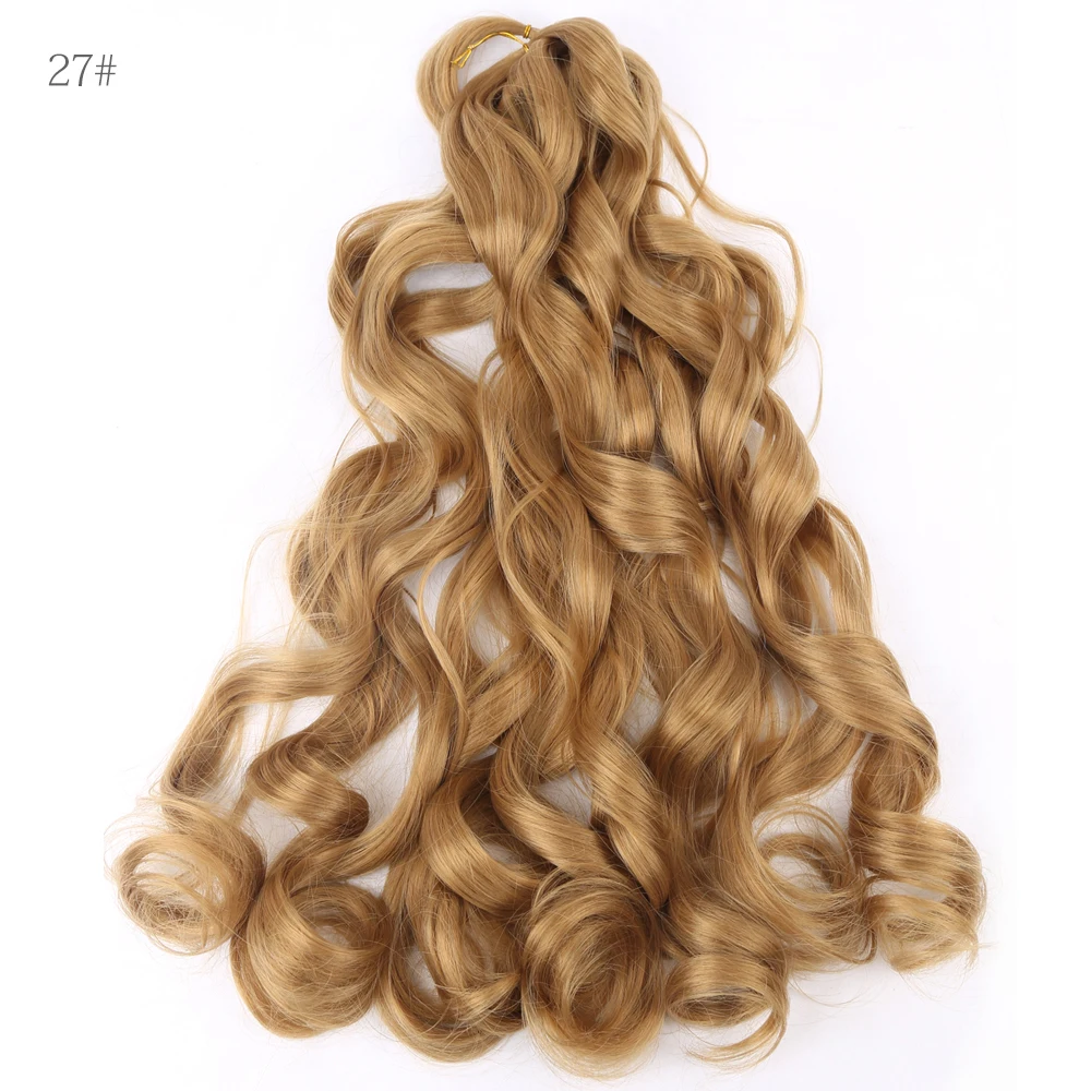 French Curly Crochet Braiding Hair Synthetic Loose Wave Ombre Braids Hair for Women  Spiral Curls Pre Stretched Hair Extensions