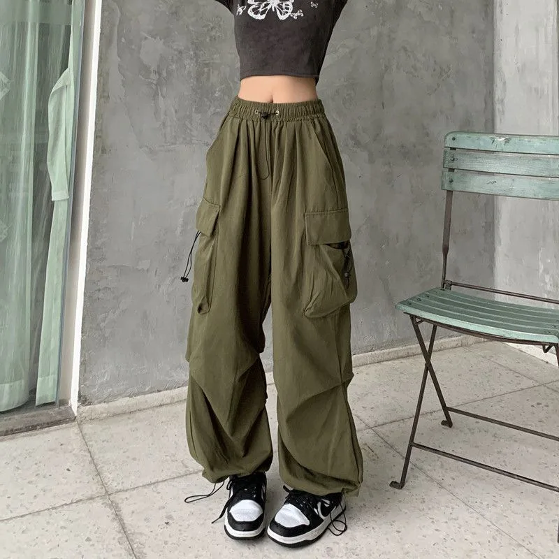 2024 Women Casual Joggers Tech Pants Solid Low Waist Pants Drawstring Wide Leg Baggy Trousers Y2k Streetwear Oversize Sweatpants 2024 Women Casual Joggers Tech Pants Solid Low Waist Pants Drawstring Wide Leg Baggy Trousers Y2k Streetwear Oversize Sweatpants