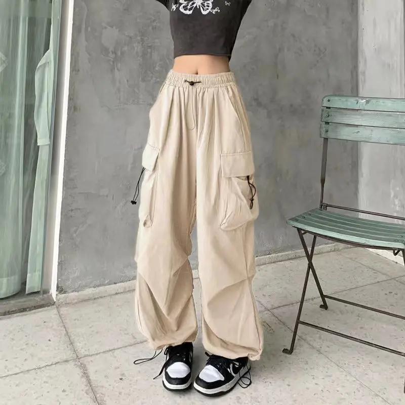 2024 Women Casual Joggers Tech Pants Solid Low Waist Pants Drawstring Wide Leg Baggy Trousers Y2k Streetwear Oversize Sweatpants 2024 Women Casual Joggers Tech Pants Solid Low Waist Pants Drawstring Wide Leg Baggy Trousers Y2k Streetwear Oversize Sweatpants