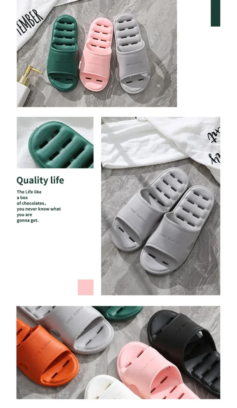 Quick-drying Man Women's Slipper Non-slip Soft-sole Bathroom Slippers Hollowed Out Leaky Slippers Casual Couple Home Slipper