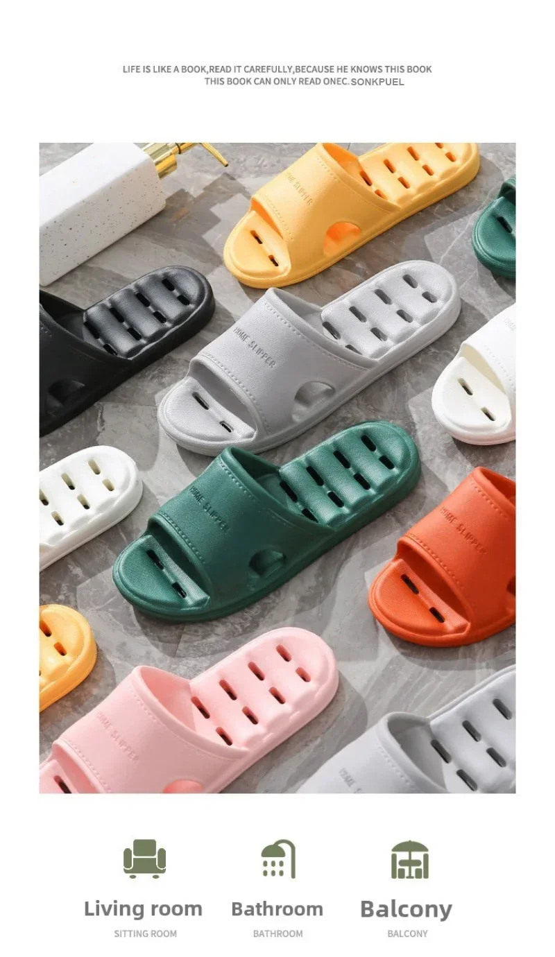 Quick-drying Man Women's Slipper Non-slip Soft-sole Bathroom Slippers Hollowed Out Leaky Slippers Casual Couple Home Slipper
