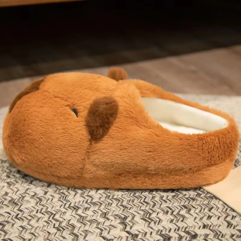 Cute Cartoon Capybara Cotton Slippers Half Wrap Heel Home Soft Non-slip Warm Breathable Indoor Plush Shoes Couple Slippers
