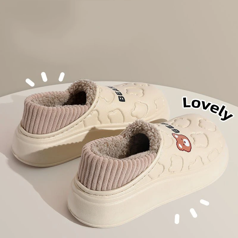 Winter Slippers For Women Bear Cartoon Outdoor Waterproof House Shoes For Men Plush Casual Shoes Indoor Fluffy Cotton Slippers Winter Slippers For Women Bear Cartoon Outdoor Waterproof House Shoes For Men Plush Casual Shoes Indoor Fluffy Cotton Slippers