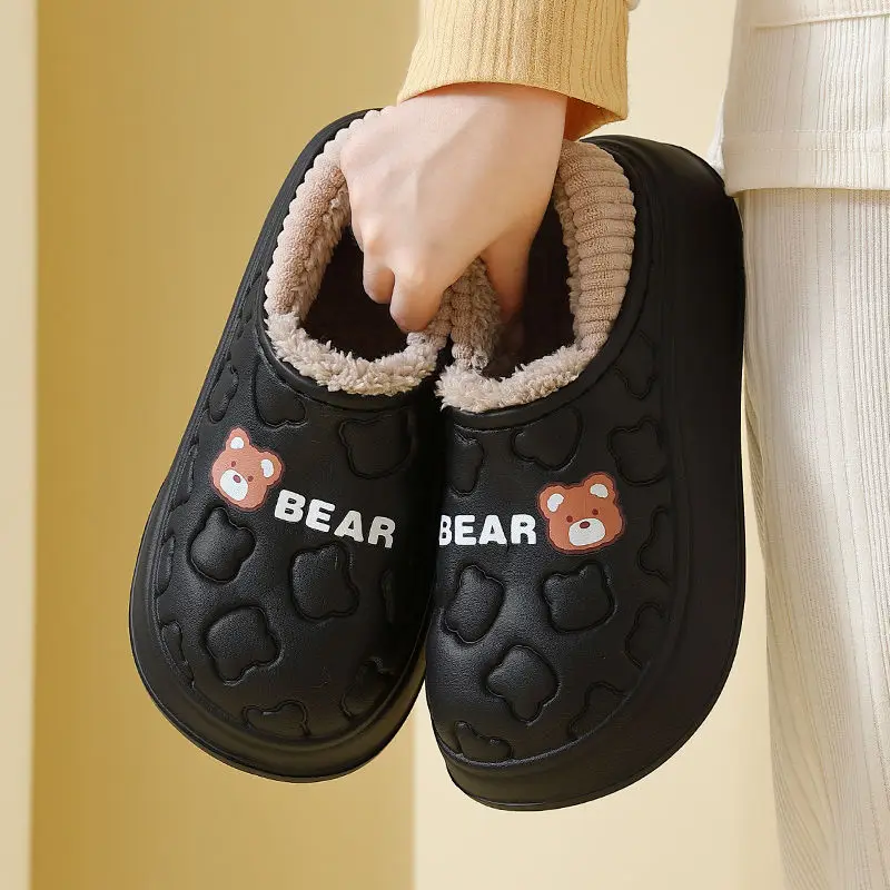 Winter Slippers For Women Bear Cartoon Outdoor Waterproof House Shoes For Men Plush Casual Shoes Indoor Fluffy Cotton Slippers Winter Slippers For Women Bear Cartoon Outdoor Waterproof House Shoes For Men Plush Casual Shoes Indoor Fluffy Cotton Slippers