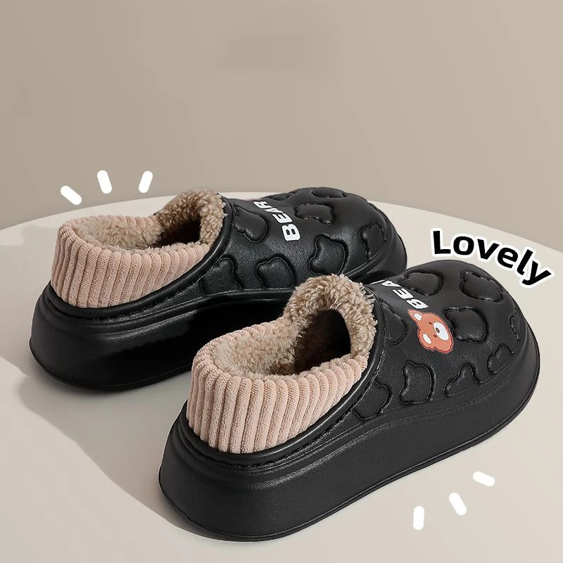 Winter Slippers For Women Bear Cartoon Outdoor Waterproof House Shoes For Men Plush Casual Shoes Indoor Fluffy Cotton Slippers Winter Slippers For Women Bear Cartoon Outdoor Waterproof House Shoes For Men Plush Casual Shoes Indoor Fluffy Cotton Slippers