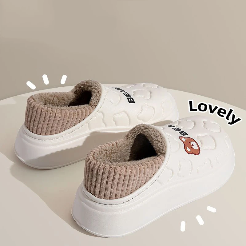 Winter Slippers For Women Bear Cartoon Outdoor Waterproof House Shoes For Men Plush Casual Shoes Indoor Fluffy Cotton Slippers Winter Slippers For Women Bear Cartoon Outdoor Waterproof House Shoes For Men Plush Casual Shoes Indoor Fluffy Cotton Slippers