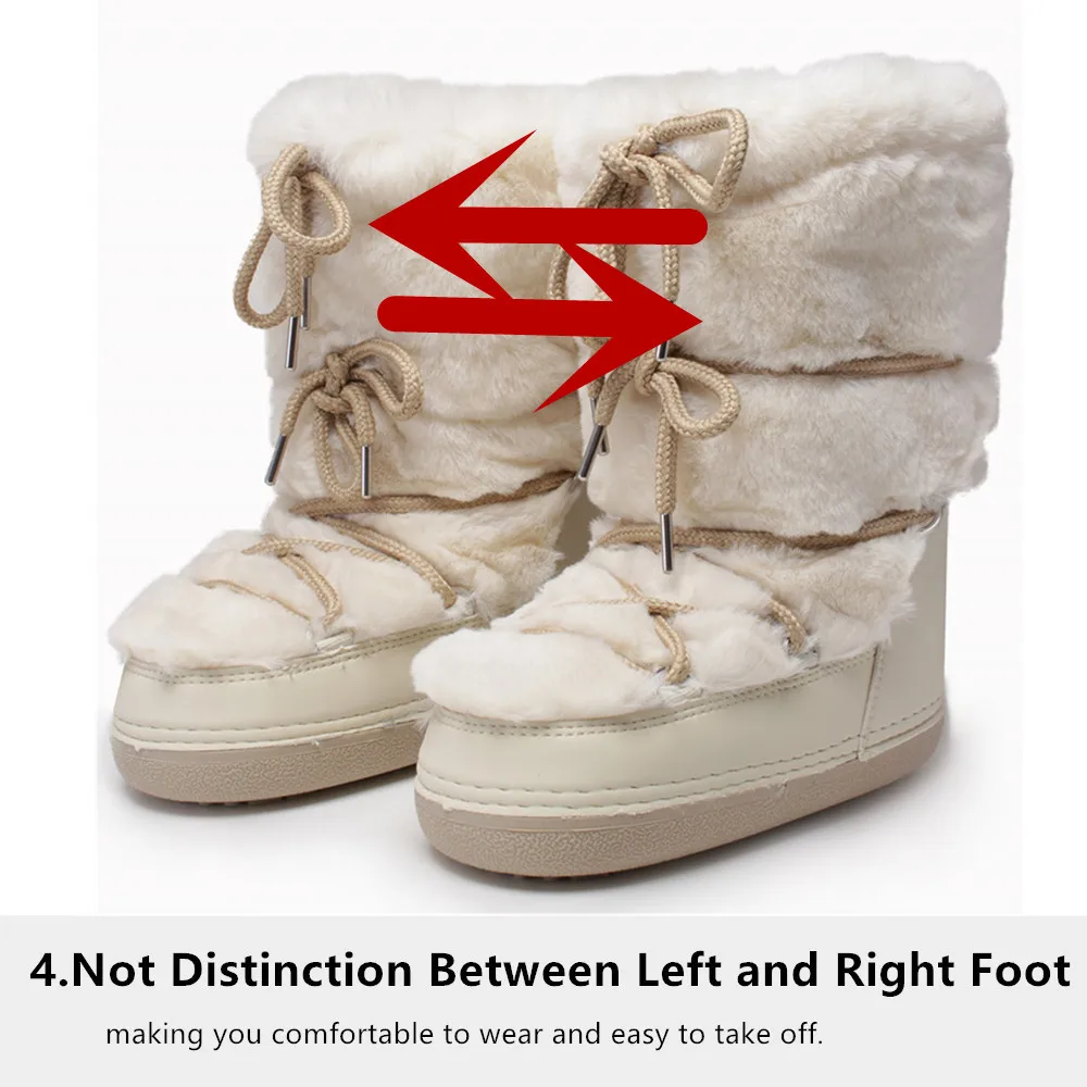 2024 Winter Fur Boots Snow Boots Women Fluffy Fuzzy Furry Faux Fur Boots Middle Calf Platform Pink Black White Furry Boots