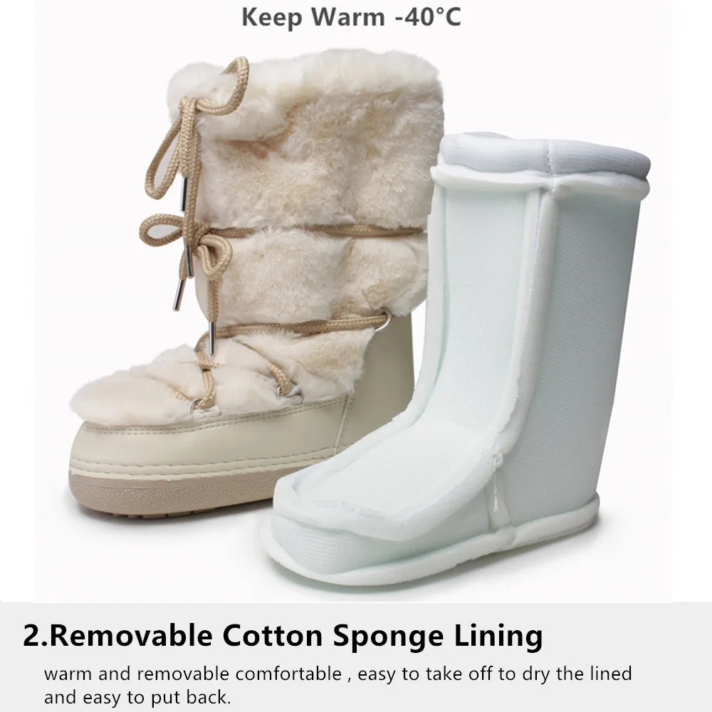 2024 Winter Fur Boots Snow Boots Women Fluffy Fuzzy Furry Faux Fur Boots Middle Calf Platform Pink Black White Furry Boots