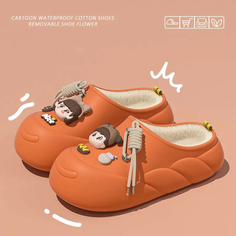 Cute Girl Eva Warm Winter Women Slippers 2024 Home Cotton Shoes Sweet Women's Slippers For Home