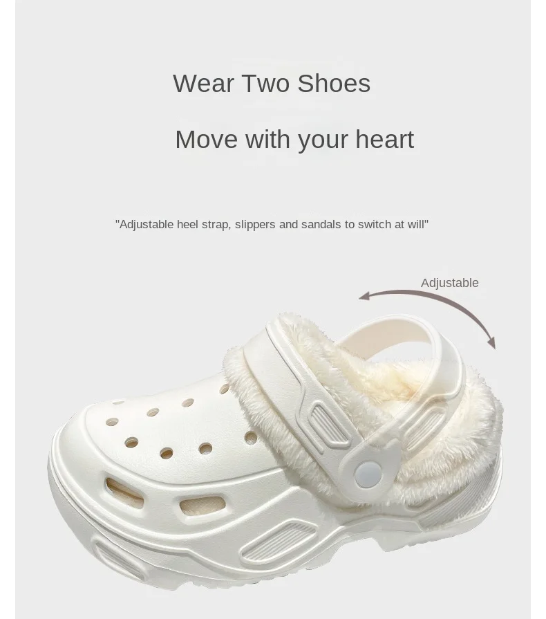 Plush slippers 2024 new winter men's and women's thick high heels soft-soled beach garden shoes home plush ripped slippers