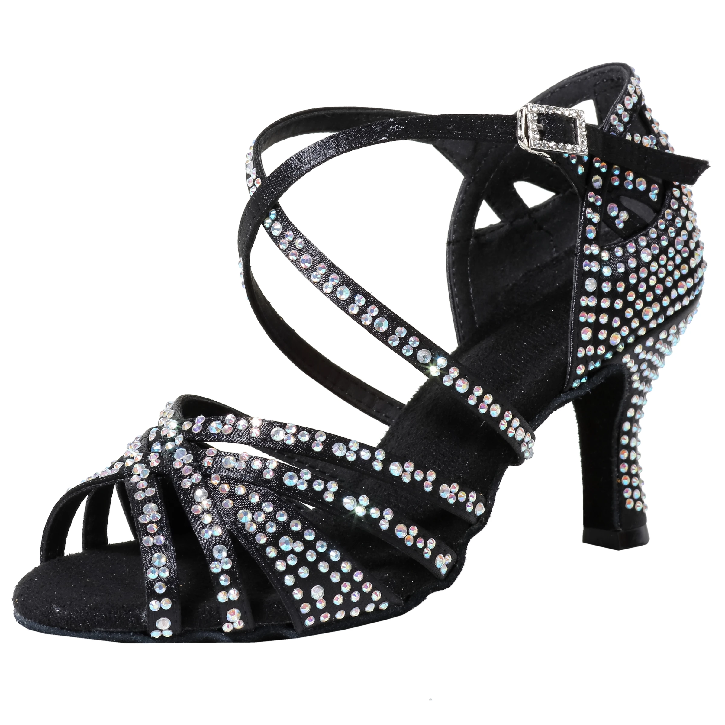 Dazzling Diamond Latin Dance Shoes with 7.5cm Heel for Women
