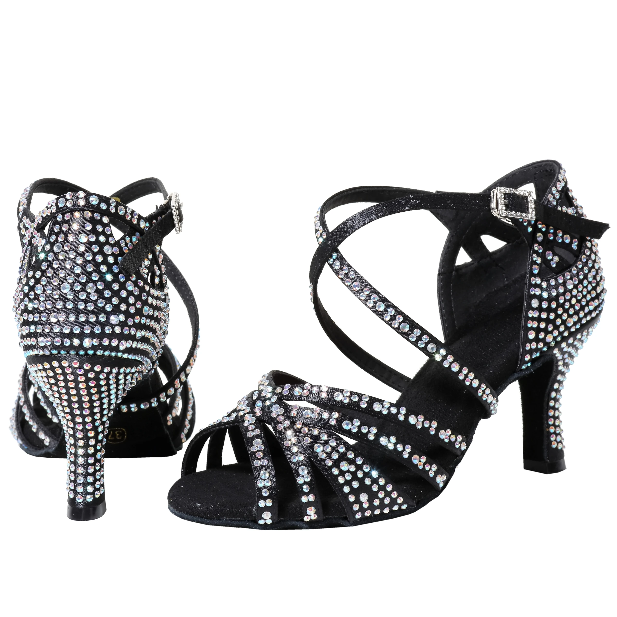 Dazzling Diamond Latin Dance Shoes with 7.5cm Heel for Women