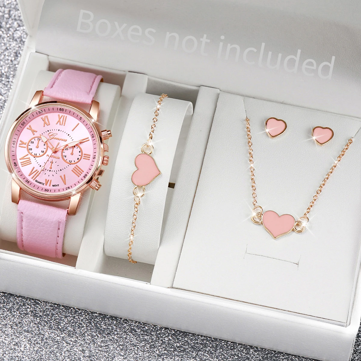5/6PCS Fashion Women's Quartz Watch Leather Band Analog Wrist Watches Heart Rhinestone Jewelry Set(Without Box) 5/6PCS Fashion Women's Quartz Watch Leather Band Analog Wrist Watches Heart Rhinestone Jewelry Set(Without Box)