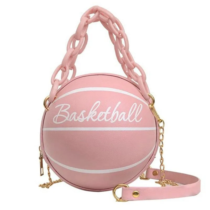 Women Shoulder Bag PU Leather Chain Basketball Bag New Letter Print Teenagers Handbag Fashion Crossbody Bags Female Women Shoulder Bag PU Leather Chain Basketball Bag New Letter Print Teenagers Handbag Fashion Crossbody Bags Female