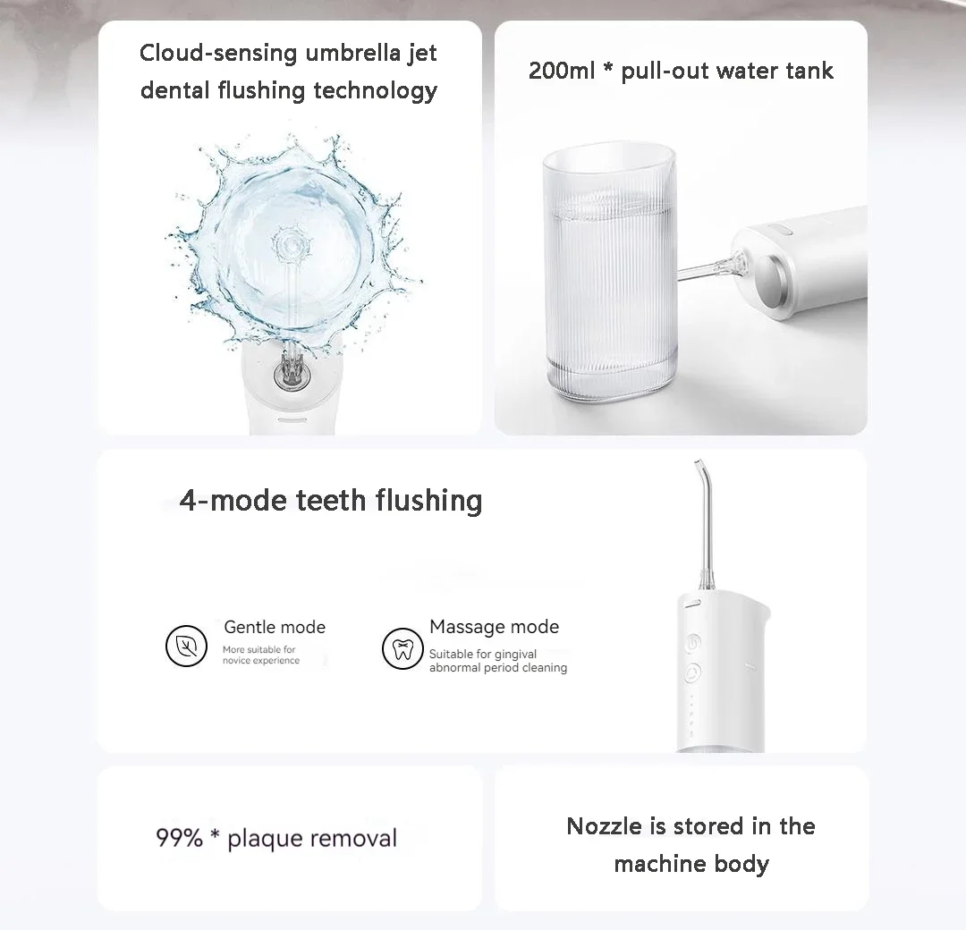 MIJIA Electric Oral Irrigator F400 Portable Water Pick Flosser Teeth Whitening Remove Dental Plaque 200ML pull-out Water Tank MIJIA Electric Oral Irrigator F400 Portable Water Pick Flosser Teeth Whitening Remove Dental Plaque 200ML pull-out Water Tank