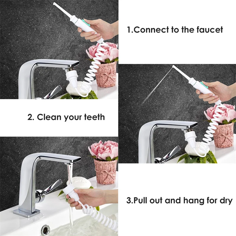 Dental Water Flosser Faucet Oral Irrigator Floss Dental Irrigator Portable Dental Water Jet Teeth Cleaning Mouth Washing Machine