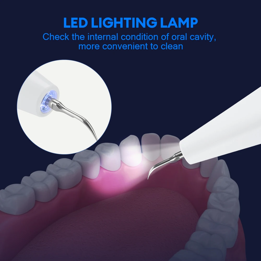 Ultrasonic Dental Scaler Oral Care Tartar Removal Calculus Remover Tooth Stain Cleaner LED Light Tooth Whitening Tools Household Ultrasonic Dental Scaler Oral Care Tartar Removal Calculus Remover Tooth Stain Cleaner LED Light Tooth Whitening Tools Household