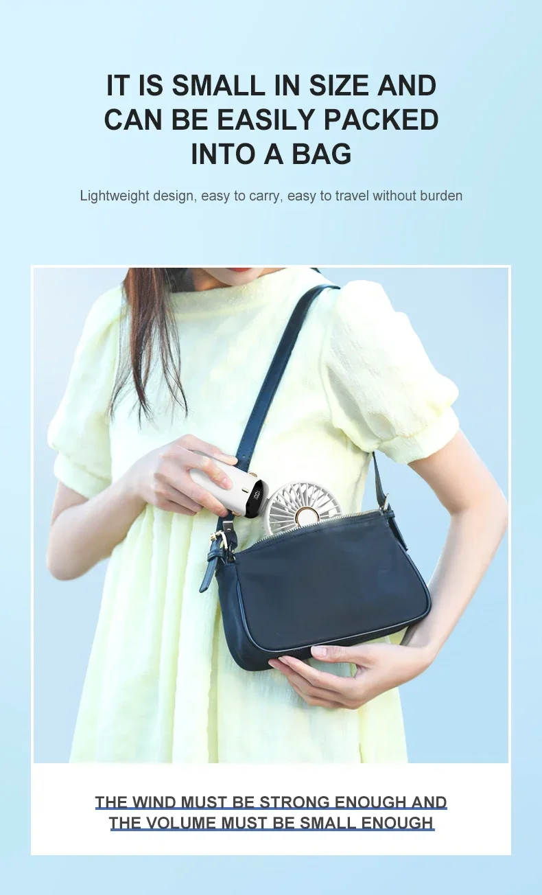 Handheld Mini Fan Foldable Portable Neck Hanging Fans 5 Speed USB Rechargeable Fan with Phone Stand and Display Screen 1800mAh