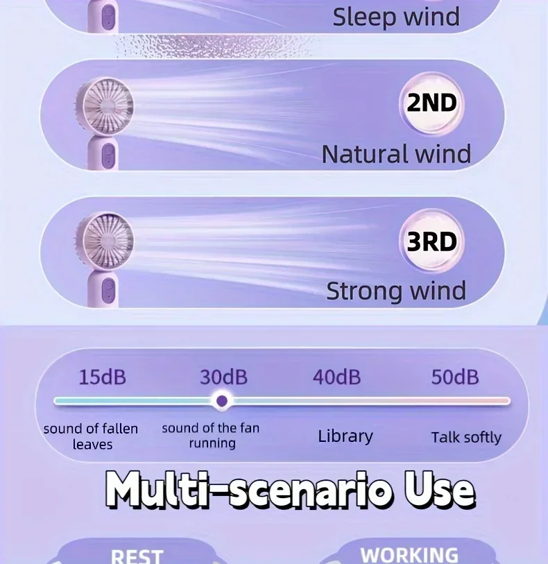 Mini Portable Fan USB Charging 3-speed - Handheld Fan for Men and Women Suitable for Office, Outdoor Travel, and Camping