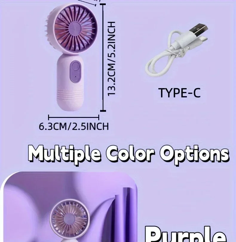 Mini Portable Fan USB Charging 3-speed - Handheld Fan for Men and Women Suitable for Office, Outdoor Travel, and Camping