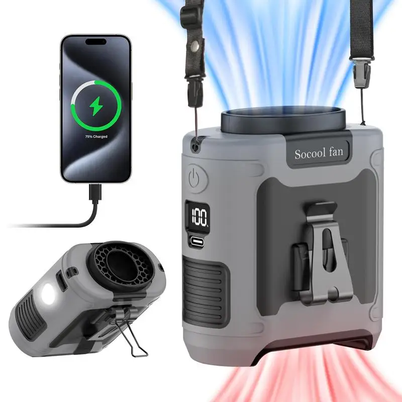 Socool 10000mAh Waist Fan Portable Handheld Hanging Neck Fan Ultra-Strong Wind with Phone Charging LED Light for Outdoor Working Socool 10000mAh Waist Fan Portable Handheld Hanging Neck Fan Ultra-Strong Wind with Phone Charging LED Light for Outdoor Working