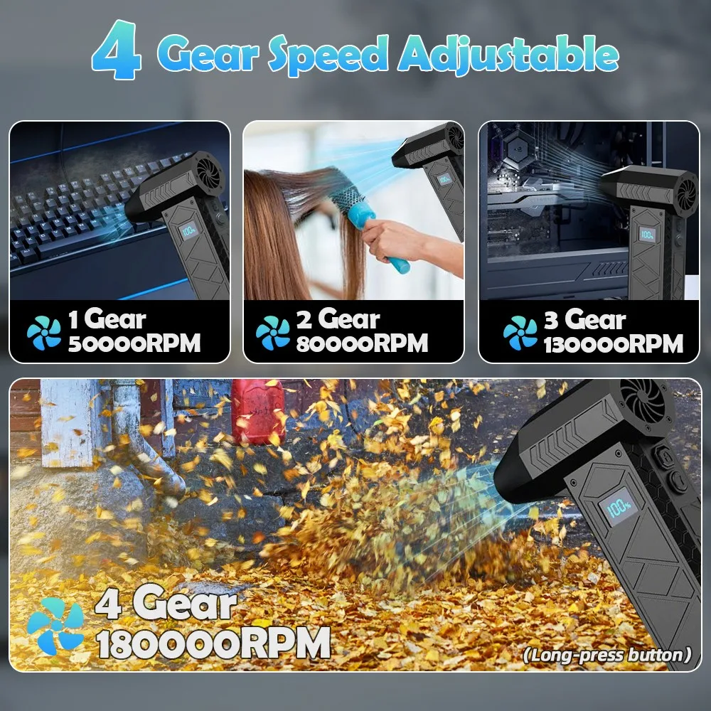 180000PRM Portable Electric Air Blower Turbo Jet Fan Brushless Motor HighSpeed Mini Turbo Jet Fan Adjustable Wind Violent Blower 180000PRM Portable Electric Air Blower Turbo Jet Fan Brushless Motor HighSpeed Mini Turbo Jet Fan Adjustable Wind Violent Blower