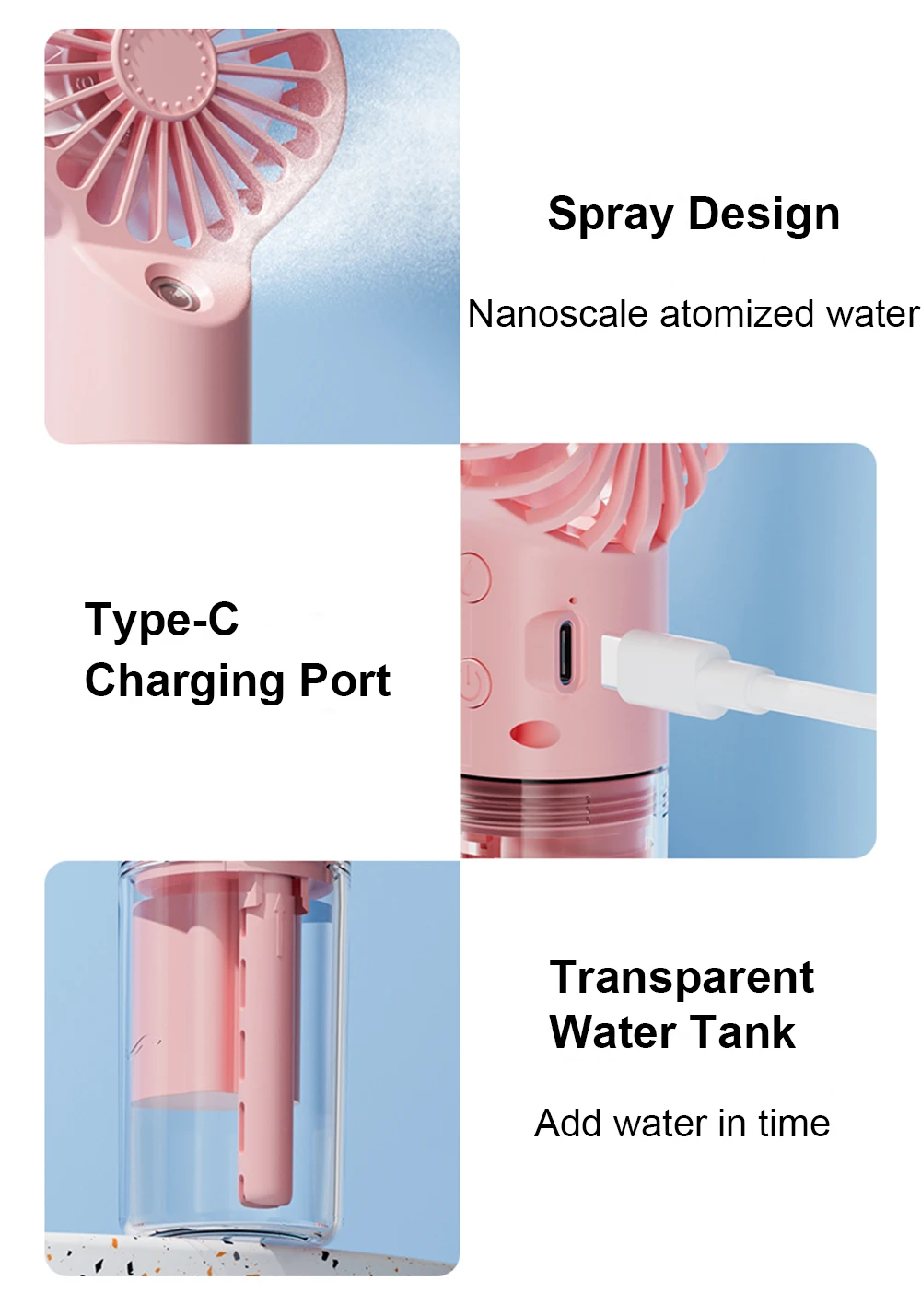 Portable Humidifier Fan Mini Handheld Mist Fan Portable USB Rechargeable Handheld Fan with Humidifier Mini Water Spray Hand Fan Portable Humidifier Fan Mini Handheld Mist Fan Portable USB Rechargeable Handheld Fan with Humidifier Mini Water Spray Hand Fan