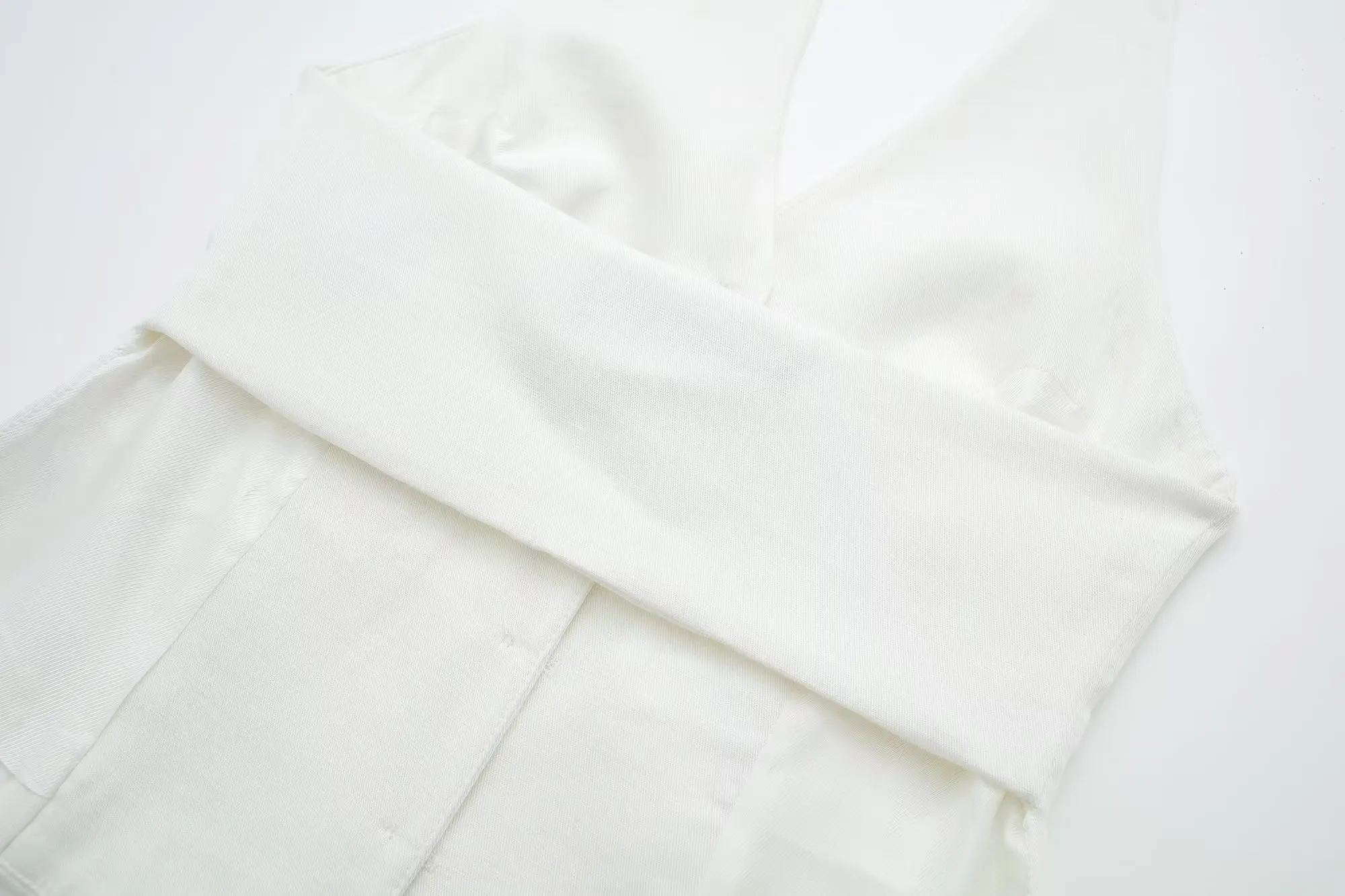 TRAFZA Women 2 Piece Set Halter Neck Single-Breasted Pocket Sleeveless Halter Vest Tops+High Waist Zipper Pockets Wide Leg Pant