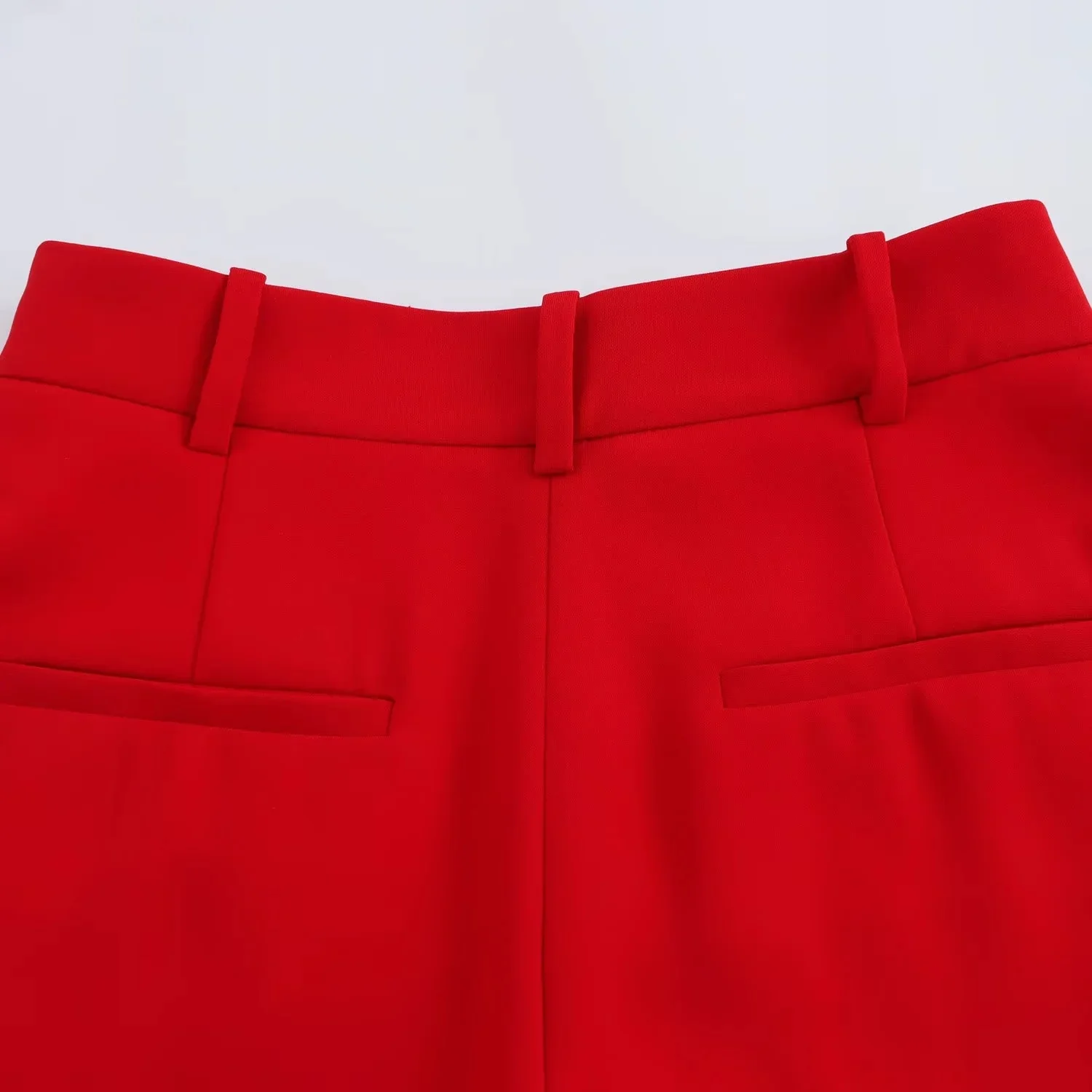 TRAFZA Office Lady Chic Red Vest Blazer Suits V Neck Sashes Sleeveless Blazer High Waist Wide Leg Pants Fashion 2025 Summer Sets