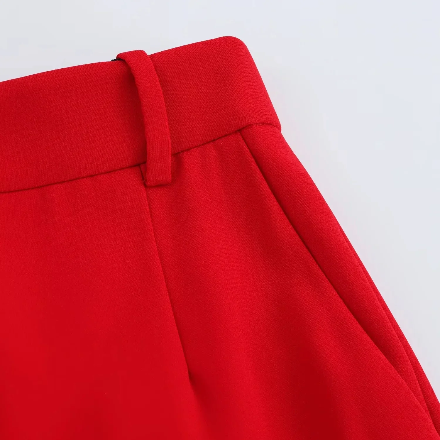 TRAFZA Office Lady Chic Red Vest Blazer Suits V Neck Sashes Sleeveless Blazer High Waist Wide Leg Pants Fashion 2025 Summer Sets