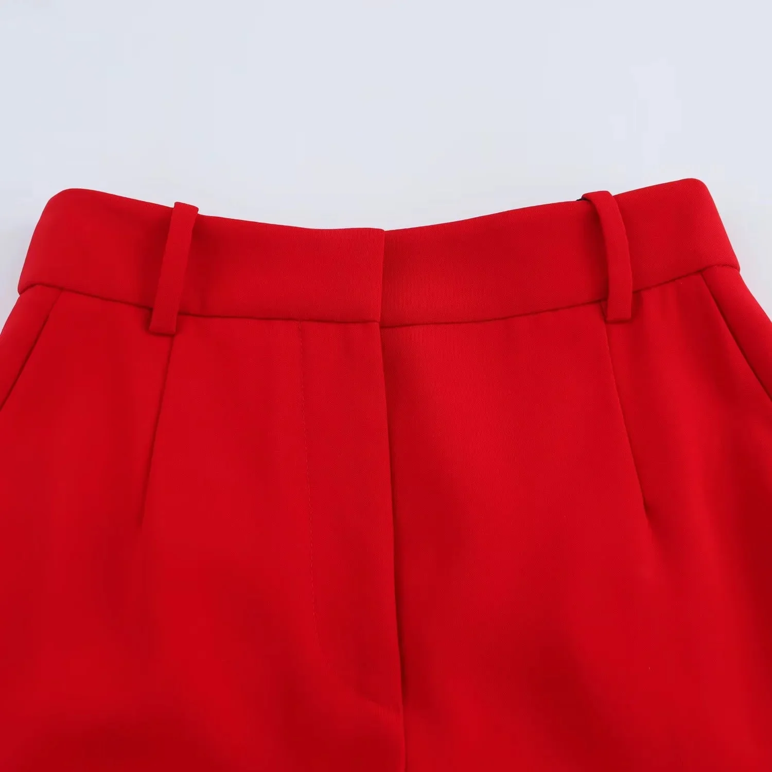 TRAFZA Office Lady Chic Red Vest Blazer Suits V Neck Sashes Sleeveless Blazer High Waist Wide Leg Pants Fashion 2025 Summer Sets