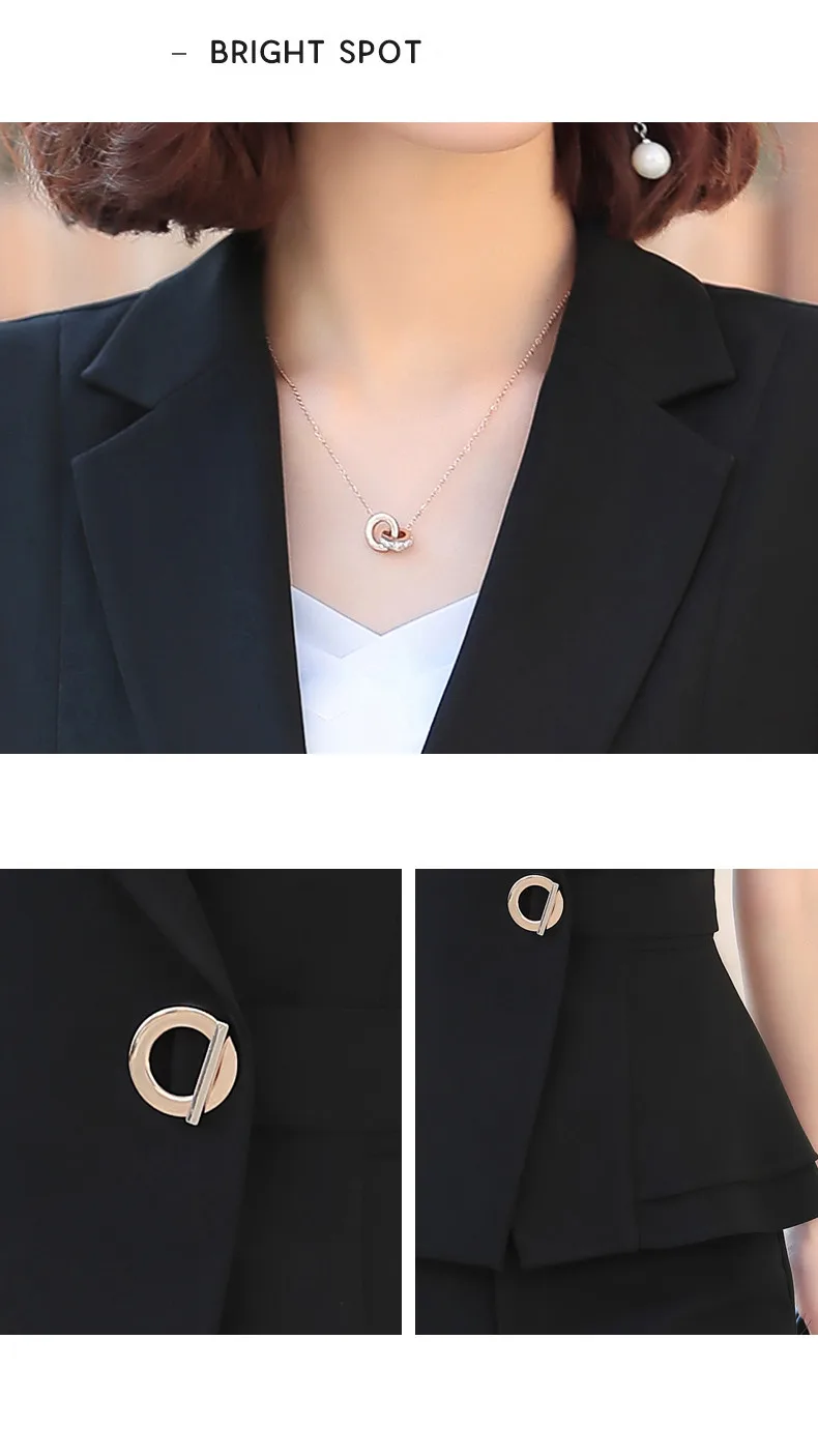 Naviu Women Pants Suit New Summer Fashion Short Sleeve Slim Blazer and Trousers Business Temperament Office Lady Work Wear Naviu Women Pants Suit New Summer Fashion Short Sleeve Slim Blazer and Trousers Business Temperament Office Lady Work Wear