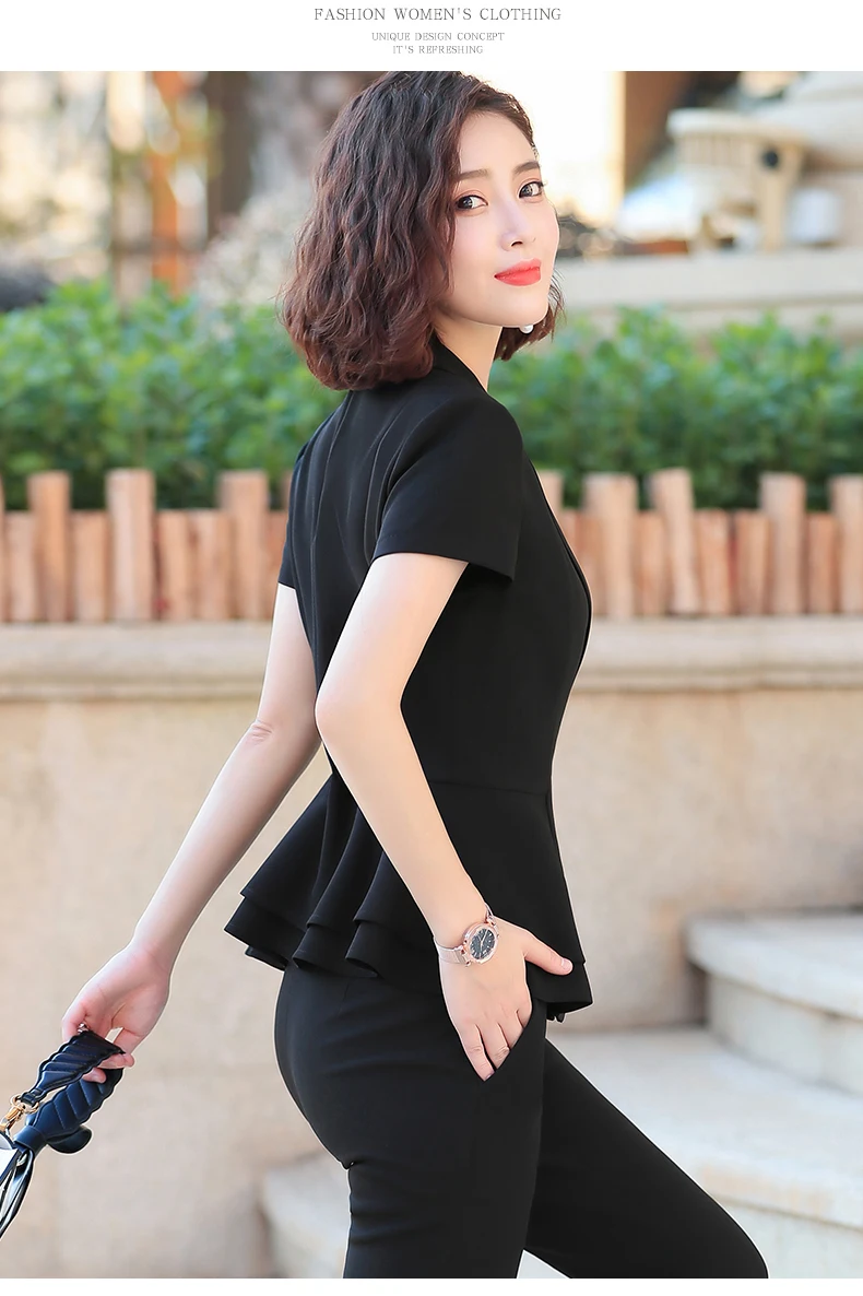 Naviu Women Pants Suit New Summer Fashion Short Sleeve Slim Blazer and Trousers Business Temperament Office Lady Work Wear Naviu Women Pants Suit New Summer Fashion Short Sleeve Slim Blazer and Trousers Business Temperament Office Lady Work Wear