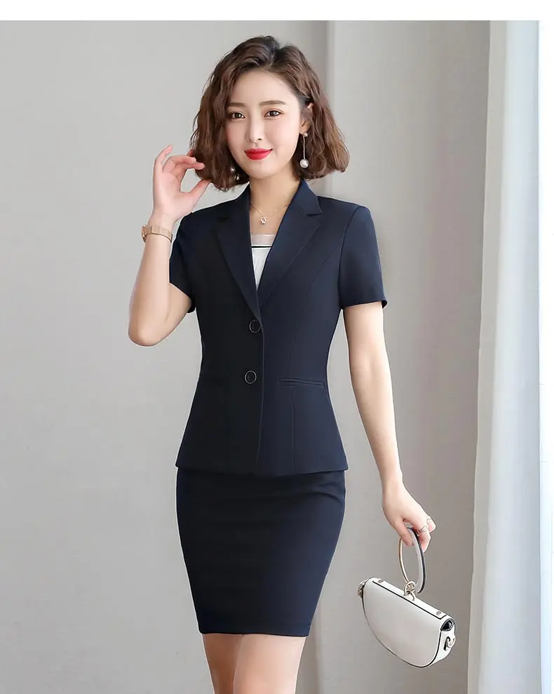 Naviu New Fashion Women Formal Suits Business Temperament Short Sleeve Slim Blazer and Trousers Office Ladies Work Wear Naviu New Fashion Women Formal Suits Business Temperament Short Sleeve Slim Blazer and Trousers Office Ladies Work Wear