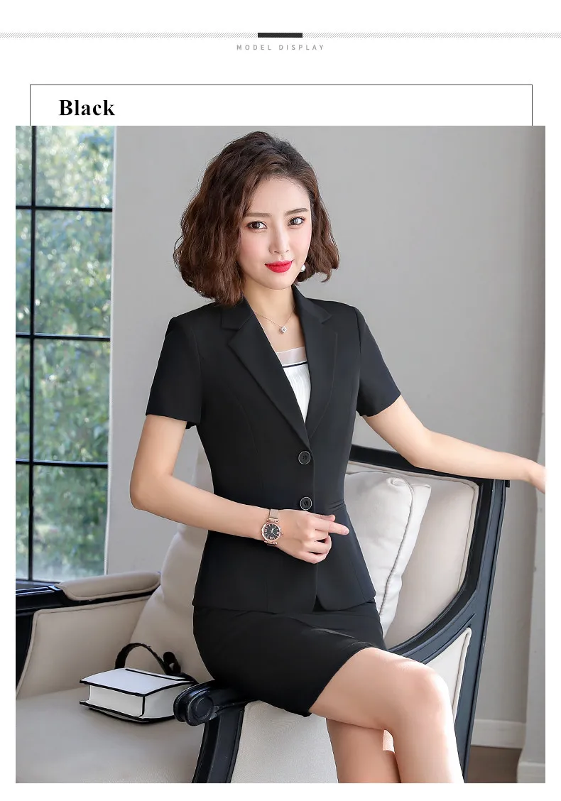 Naviu New Fashion Women Formal Suits Business Temperament Short Sleeve Slim Blazer and Trousers Office Ladies Work Wear Naviu New Fashion Women Formal Suits Business Temperament Short Sleeve Slim Blazer and Trousers Office Ladies Work Wear