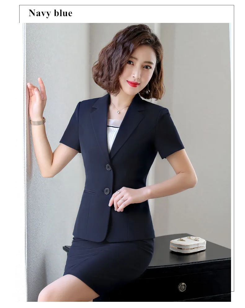 Naviu New Fashion Women Formal Suits Business Temperament Short Sleeve Slim Blazer and Trousers Office Ladies Work Wear Naviu New Fashion Women Formal Suits Business Temperament Short Sleeve Slim Blazer and Trousers Office Ladies Work Wear