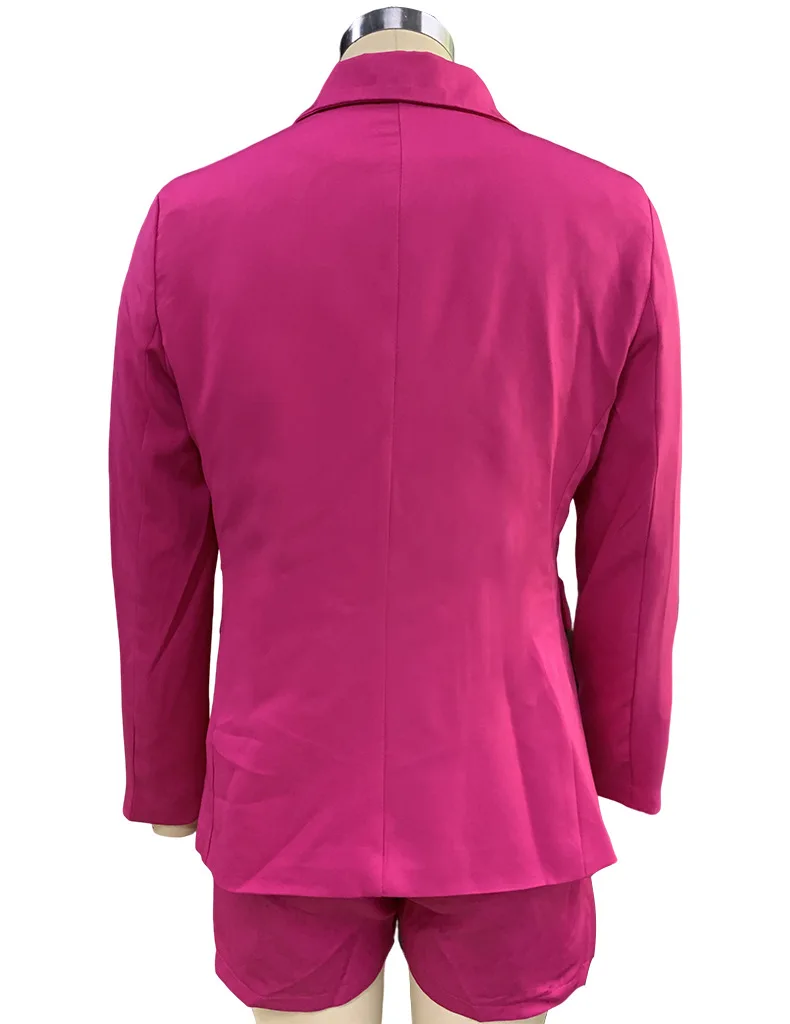 BAMBOOBOY Office Lady Women Blazer Suits Long Sleeve Turn-Down Neck Blazer+ Shorts Summer Street Wear 2 Pieces Sets with Button