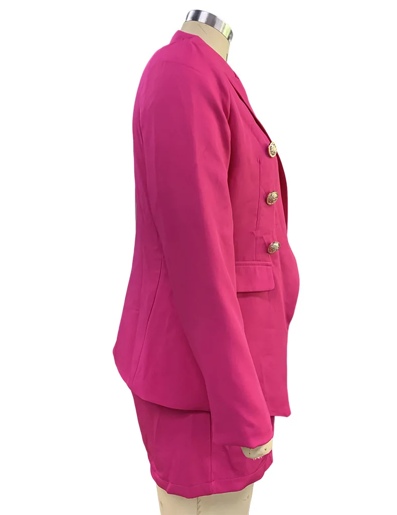 BAMBOOBOY Office Lady Women Blazer Suits Long Sleeve Turn-Down Neck Blazer+ Shorts Summer Street Wear 2 Pieces Sets with Button