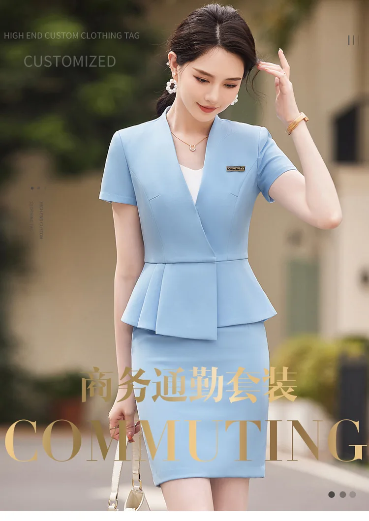 Summer Short Sleeve Women Business Suits OL Styles Office Ladies Formal Professional Work Wear with Skirt and Tops Career Set Summer Short Sleeve Women Business Suits OL Styles Office Ladies Formal Professional Work Wear with Skirt and Tops Career Set