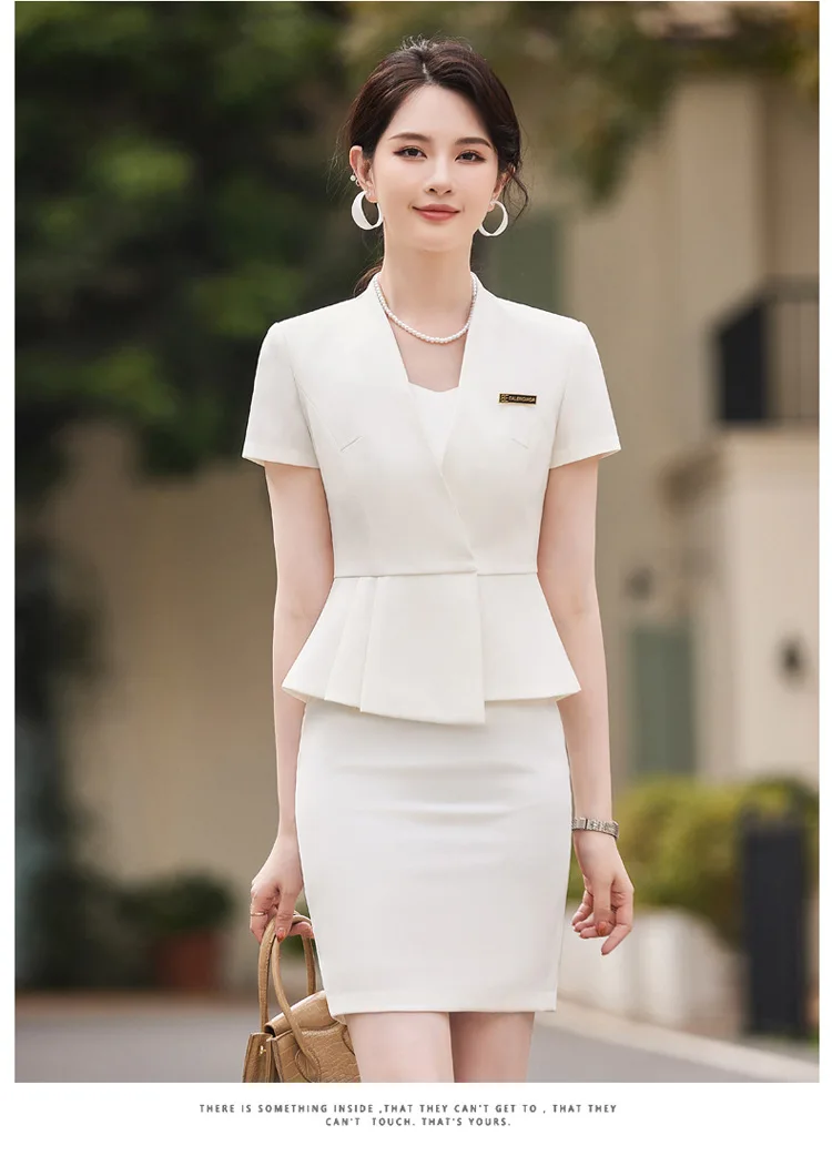 Summer Short Sleeve Women Business Suits OL Styles Office Ladies Formal Professional Work Wear with Skirt and Tops Career Set Summer Short Sleeve Women Business Suits OL Styles Office Ladies Formal Professional Work Wear with Skirt and Tops Career Set